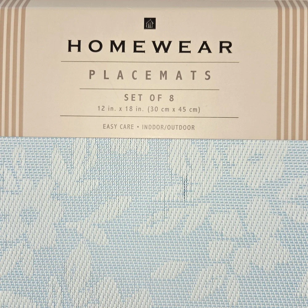 Homewear 8pc White‎ Blue Wildflower Placemats 12